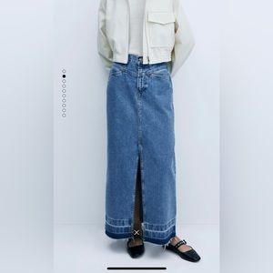 MANGO Long Denim Skirt